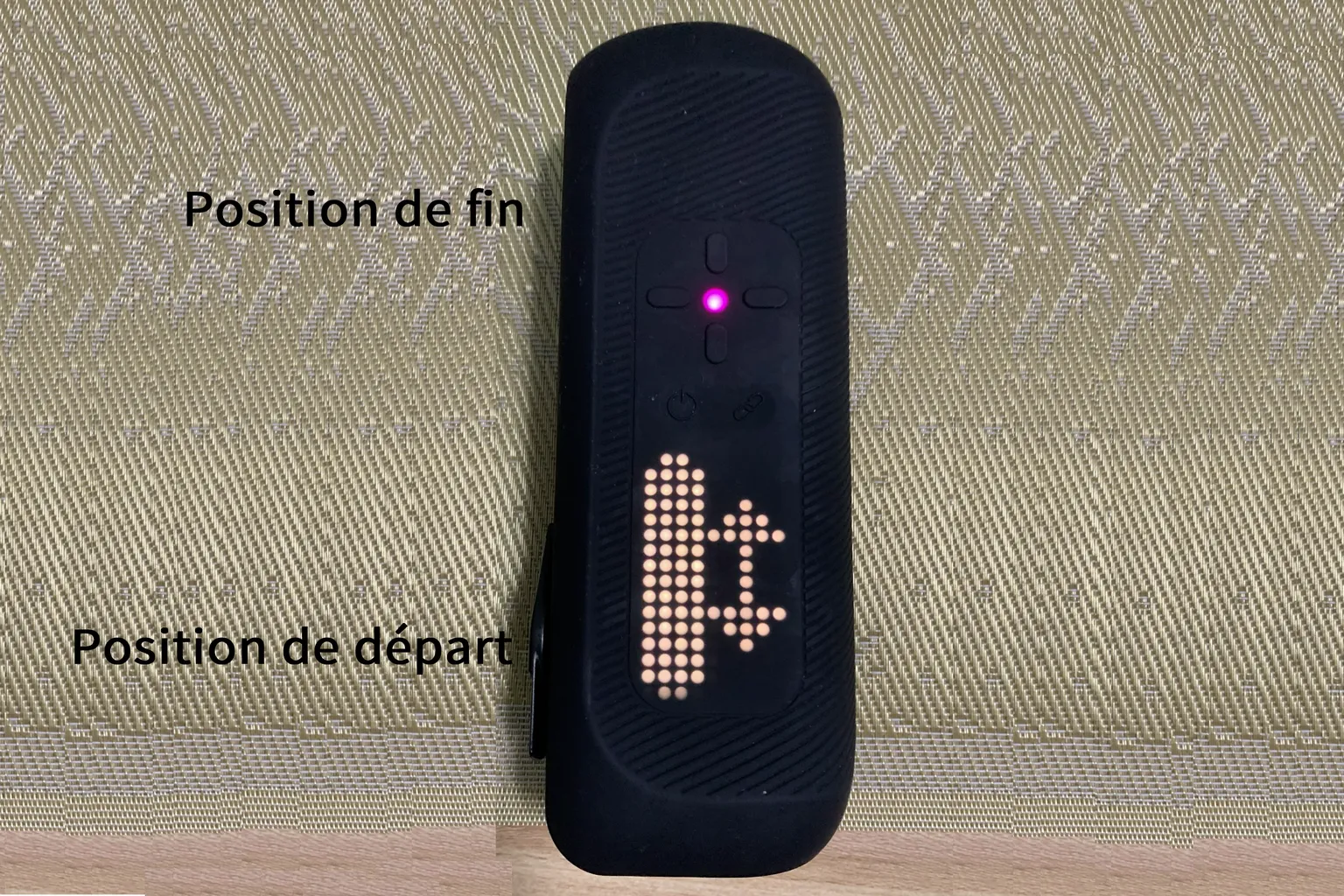 The Handy 2 Pro affiche les positions de départ et de fin, avec les indications en français.