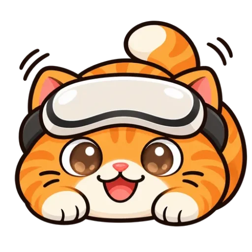 VRMUMU, un chat roux portant un casque VR et personnage de la sous-marque VRPUPU