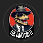 The creator icon for TheDinoDidIt. The logo features a dinosaur character wearing a hat, serving as a simple, recognizable symbol of this creator.