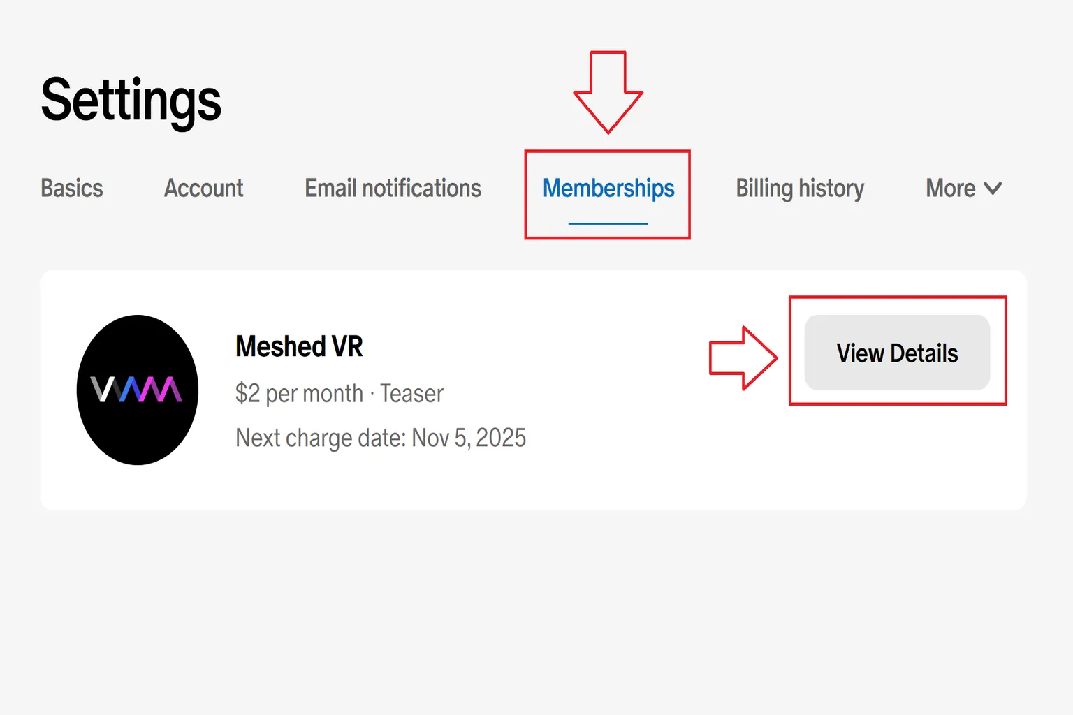 Open the Membership page, where your current plan is shown as Entertainer. Click it to view the subscription details.