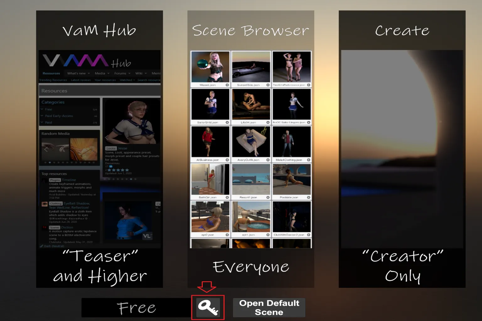 After launching VAM, you can choose between different startup modes, such as VR mode or desktop mode.