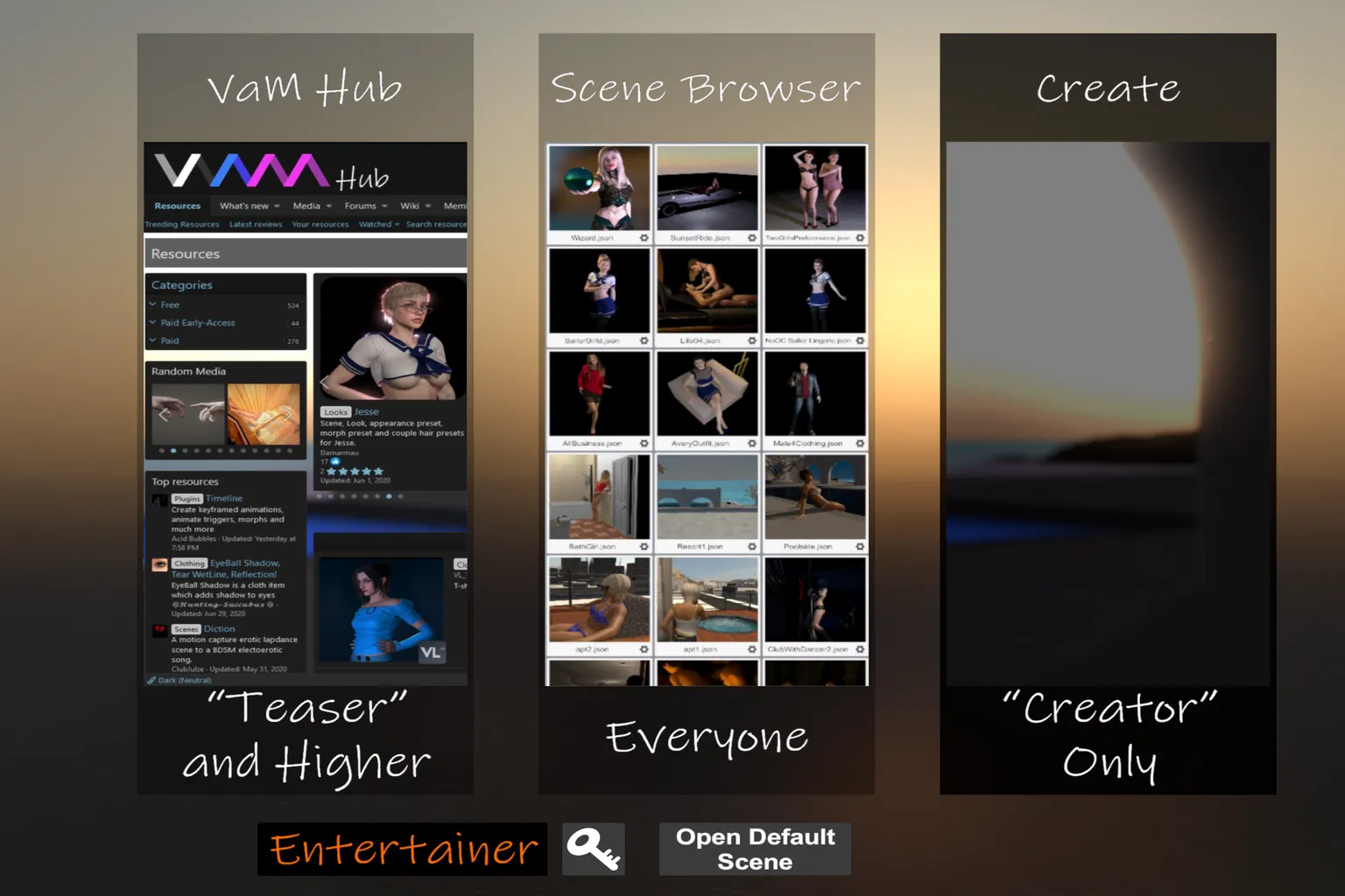 Once authentication is successful, VAM fully launches and takes you to the scene selection menu.