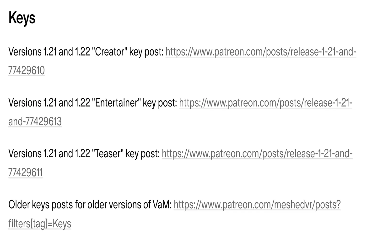 In VAM Hub, click My Downloads & Keys to check your activation keys.