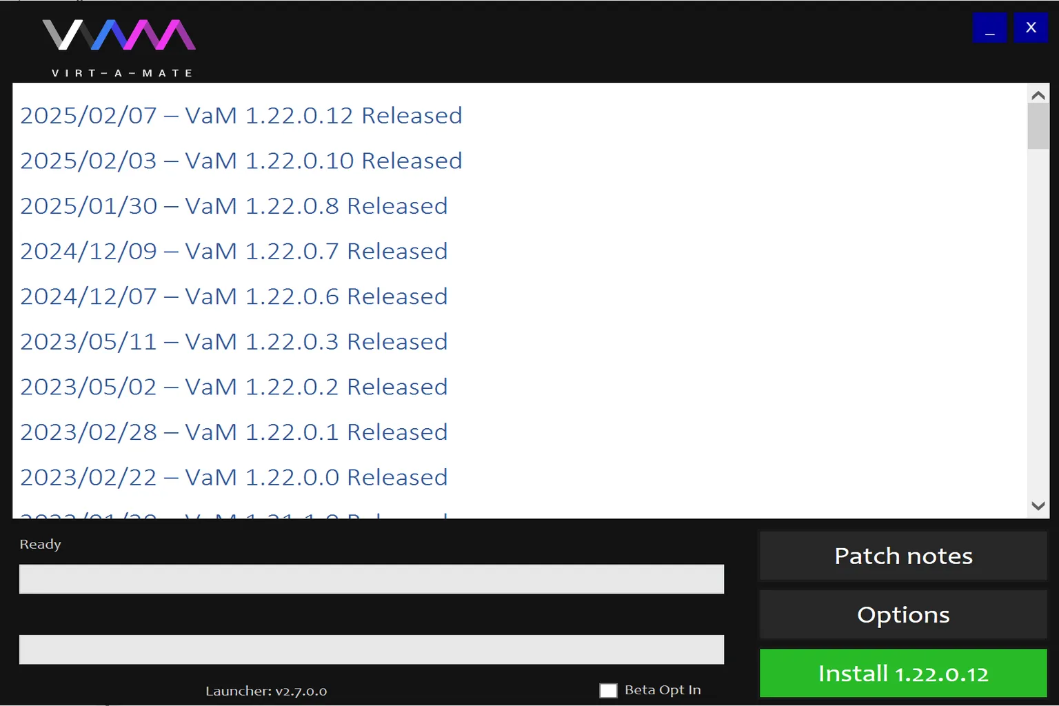 When you launch VAM for the first time, the system asks whether you want to run the setup process or open the main program directly.