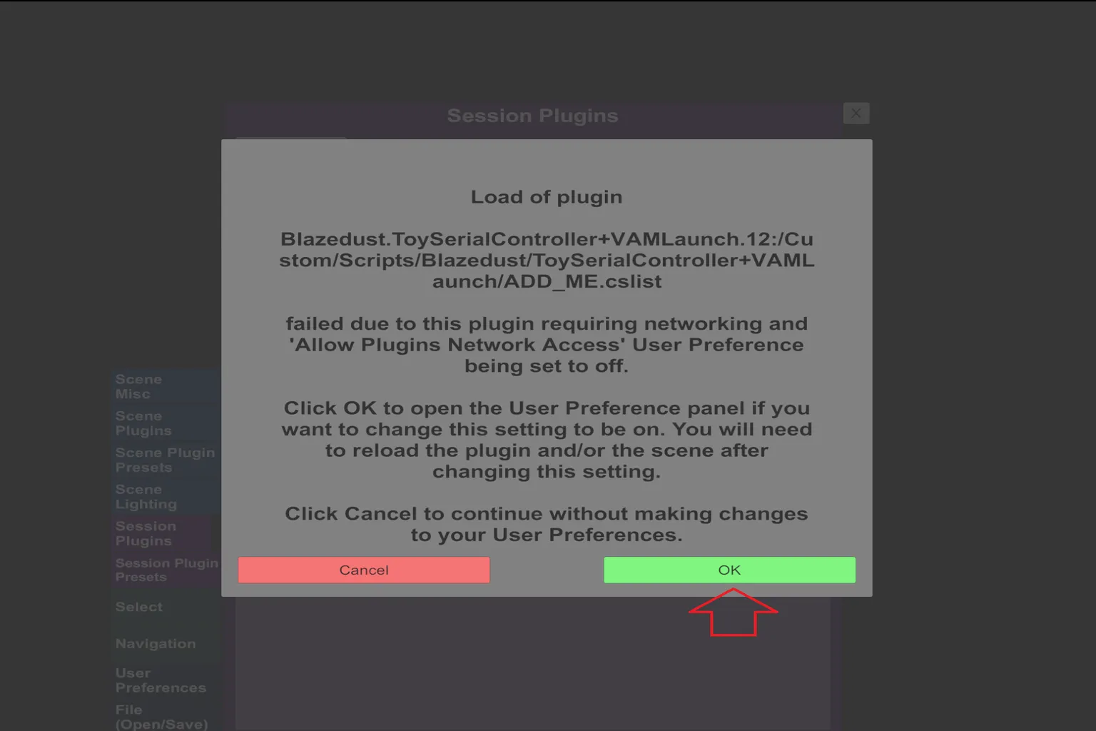 A warning window will pop up asking you to enable network permissions. Just click OK.